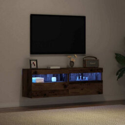 Berkfield Modern Tv Wall Cabinets With Led Lights 2 Pcs Old Wood 60X30X40 Cm - thumbnail 6