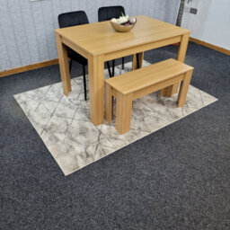 Kosy Koala Oak Effect Kitchen Dining Table, 2 Black Tufted Velvet Chairs And 1 Bench Dining Set - thumbnail 6