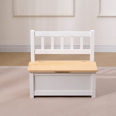 Furniturehmd 2 In 1 Wooden Toy Box, Kids Storage Bench, Toy Chest With Safety Rod - image 1