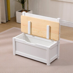 Furniturehmd 2 In 1 Wooden Toy Box, Kids Storage Bench, Toy Chest With Safety Rod - thumbnail 3
