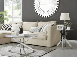 Furniturebox Uk Novara Round Coffee Table With White Glass Marble Effect Top And Silver Legs
