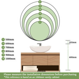 Maerts-E 500mm Round Led Bathroom Mirror With Demister 3 Light Colors Dimmable Wall Switch / Touch Sensor Control - thumbnail 6