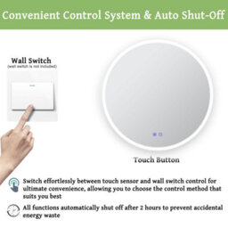 Maerts-E 500mm Round Led Bathroom Mirror With Demister 3 Light Colors Dimmable Wall Switch / Touch Sensor Control - thumbnail 4