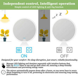 Maerts-E 500mm Round Led Bathroom Mirror With Demister 3 Light Colors Dimmable Wall Switch / Touch Sensor Control - thumbnail 5