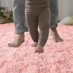 Ameha Fluffy Shaggy Rug For Bedroom & Living Room Carpet Non Slip Soft Thick Pile Comfort Modern 120X170 Cm Pink Area Rugs - thumbnail 4