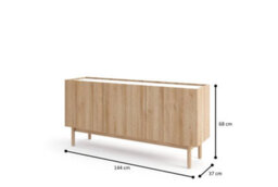 Arte Boho Contemporary Sideboard Cabinet 3 Hinged Doors 3 Shelves Oak Riviera & White Marble Effect (H)680mm (W)1440mm (D)370mm - thumbnail 2