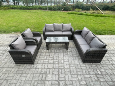 Fimous Patio Garden Furniture Sets Wicker 8 Seater Outdoor Rattan Furniture Sofa Sets With Coffee Table Reclining Chair - image 1