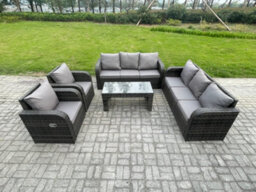 Fimous Patio Garden Furniture Sets Wicker 8 Seater Outdoor Rattan Furniture Sofa Sets With Coffee Table Reclining Chair - thumbnail 1