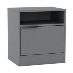 Urbn-Living Urbnliving 49.5Cm Height 1-Door Bedside Grey Table Cabinet Nightstand Storage Shelf Unit Bedroom Furniture - thumbnail 5