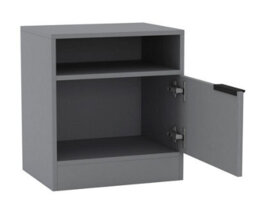 Urbn-Living Urbnliving 49.5Cm Height 1-Door Bedside Grey Table Cabinet Nightstand Storage Shelf Unit Bedroom Furniture - thumbnail 4