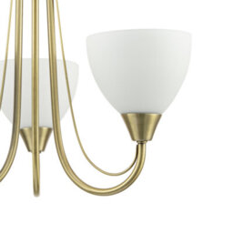 Happy Homewares Designer Antique Brass Three Arm Ceiling Light With Opal White Glass Shades - thumbnail 3