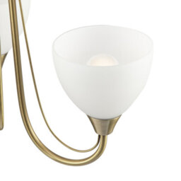 Happy Homewares Designer Antique Brass Three Arm Ceiling Light With Opal White Glass Shades - thumbnail 5