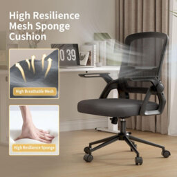 Onemill Executive Office Chair With Padded Seat Cushion, Flip-Up Armrest And Lumbar Support For Home Or Office Use - thumbnail 2