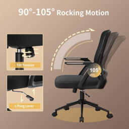 Onemill Executive Office Chair With Padded Seat Cushion, Flip-Up Armrest And Lumbar Support For Home Or Office Use - thumbnail 3