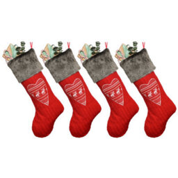 Dibor Set Of 4 Nordic Heart Xmas Christmas Gift Bag Christmas Stocking For Kids - thumbnail 2