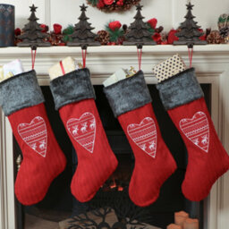 Dibor Set Of 4 Nordic Heart Xmas Christmas Gift Bag Christmas Stocking For Kids - thumbnail 1