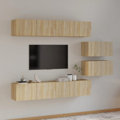 Berkfield 4 Piece Tv Cabinet Set Sonoma Oak Engineered Wood - image 1