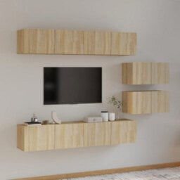 Berkfield 4 Piece Tv Cabinet Set Sonoma Oak Engineered Wood - thumbnail 1