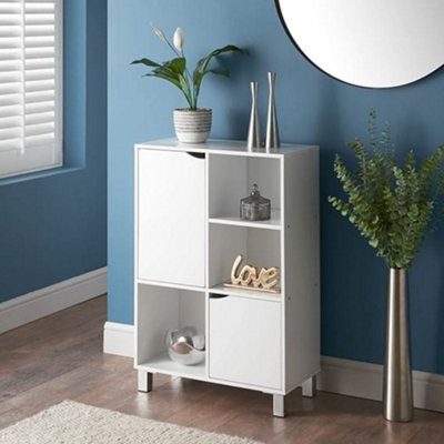Biznest Sideboard With Shelving White Modern High Gloss Storage Cabinet Table Chest Bedroom Living Room Storage Furniture