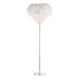 Happy Homewares Modern Chandelier Style Grey Feather Floor Lamp With Waterfall Drops - thumbnail 1