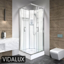 Vidalux Pure E Square 800 X 800 White Electric Shower Cabin-Triton Standard 8.5Kw - thumbnail 1