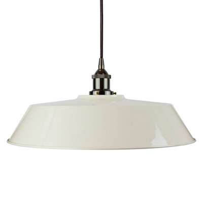 Clay White Large Chancery Painted Dome Pendant Light With Black Nickel Lamp Holder And Black Round Cable - Se Home - image 1