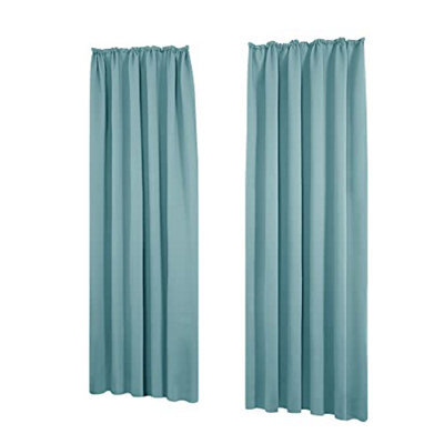 Deconovo Blackout Pencil Pleat Curtains Thermal Insulated Curtains Blackout Curtains For Bedroom Sky Blue W55 X L96 Inch 2 Panels - image 1