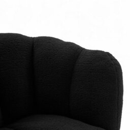 Teddy Boucle Fabric Black Naomi Scalloped Barrel Chair - thumbnail 7
