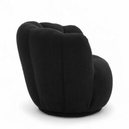 Teddy Boucle Fabric Black Naomi Scalloped Barrel Chair - thumbnail 5