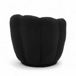 Teddy Boucle Fabric Black Naomi Scalloped Barrel Chair - thumbnail 6