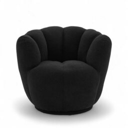 Teddy Boucle Fabric Black Naomi Scalloped Barrel Chair - thumbnail 2