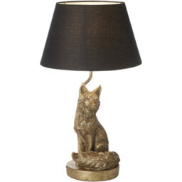 Loops Vintage Gold Paint & Black Fabric Table Lamp - 530mm Tall Light