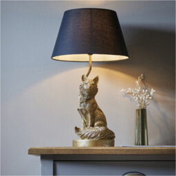 Loops Vintage Gold Paint & Black Fabric Table Lamp - 530mm Tall Light - thumbnail 3