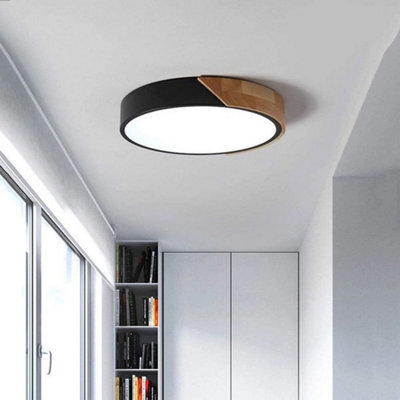 Modern Led Ceiling Light Fixture Black Minimalist 24W 6500K Round Lamp Bedroom - image 1