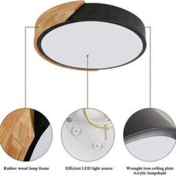 Modern Led Ceiling Light Fixture Black Minimalist 24W 6500K Round Lamp Bedroom - thumbnail 6