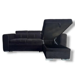 Interior Emporium Ie Luca Corner Sofa Bed With Storage - Velvet Sofa - Universal Side Sofa Bed - Left/right Sofa ( Blue ) - thumbnail 1