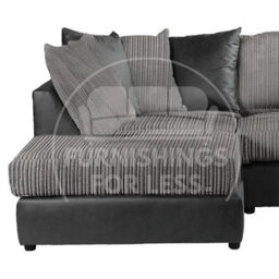 Furnishings For Less UK Luxor Black And Grey Jumbo Cord Large 5 Seater Corner Sofa Long Left Hand Facing - thumbnail 2