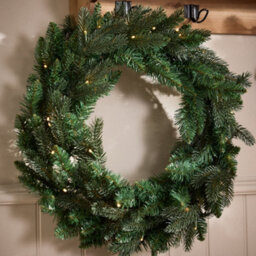 Dibor Traditional Melrose Matching Pre-Lit Decorative Christmas Wreath And Garland Set - thumbnail 2