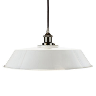 Pale Grey Large Chancery Painted Dome Pendant Light With Black Nickel Lamp Holder And Black Round Cable - Se Home - image 1