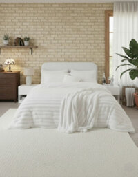 Luxury Teddy Cord Design Bedding Set Ultra Soft Cozy Stylish Comfort White - thumbnail 1