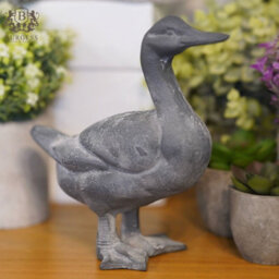 Burgess Cast Iron Duck Lead Finish Metal Statue Animal Home Garden Ornament Sculpture - thumbnail 1