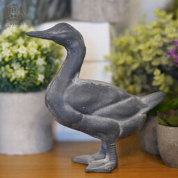 Burgess Cast Iron Duck Lead Finish Metal Statue Animal Home Garden Ornament Sculpture - thumbnail 2