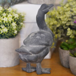 Burgess Cast Iron Duck Lead Finish Metal Statue Animal Home Garden Ornament Sculpture - thumbnail 4