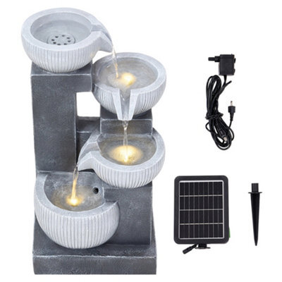 Living And Home 4-Tier Solar Powered Water Fountain With Modern Minimalist Design Outdoor Gardening Decor 47Cm(H) - image 1