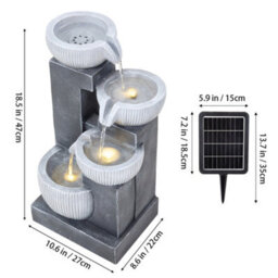 Living And Home 4-Tier Solar Powered Water Fountain With Modern Minimalist Design Outdoor Gardening Decor 47Cm(H) - thumbnail 9