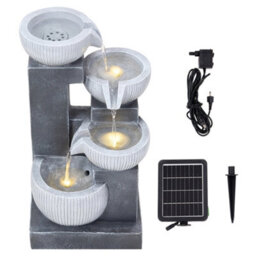 Living And Home 4-Tier Solar Powered Water Fountain With Modern Minimalist Design Outdoor Gardening Decor 47Cm(H) - thumbnail 1