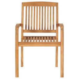 Berkfield Stacking Garden Dining Chairs 2 Pcs Solid Teak Wood - thumbnail 2
