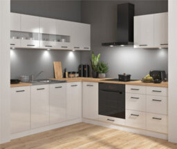 Impact Furniture Kitchen Base Unit Cabinet 600mm Cupboard Chalk White Gloss Storage 2 Door Junona - thumbnail 2