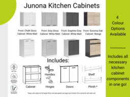 Impact Furniture Kitchen Base Unit Cabinet 600mm Cupboard Chalk White Gloss Storage 2 Door Junona - thumbnail 7