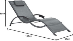 Jarder Lucia Grey Lightweight Aluminium Folding Sun Lounger - thumbnail 3